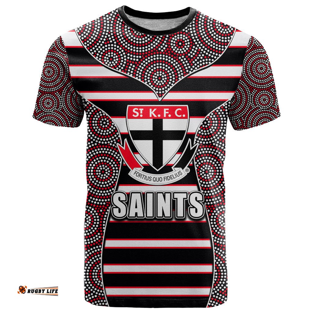 afl saints t shirt mix dot aboriginal