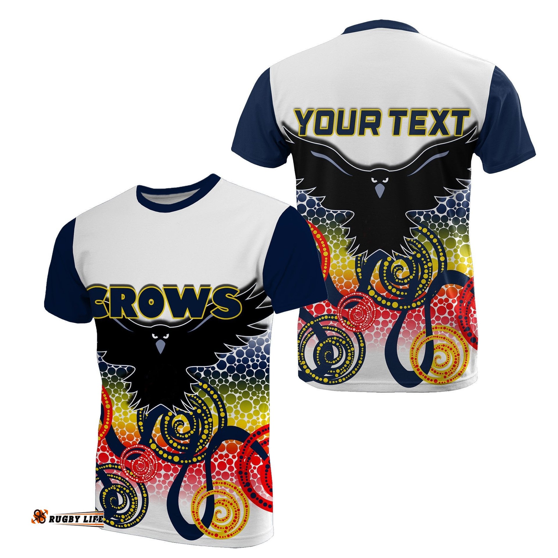 custom personalised adelaide crows t shirt indigenous white color
