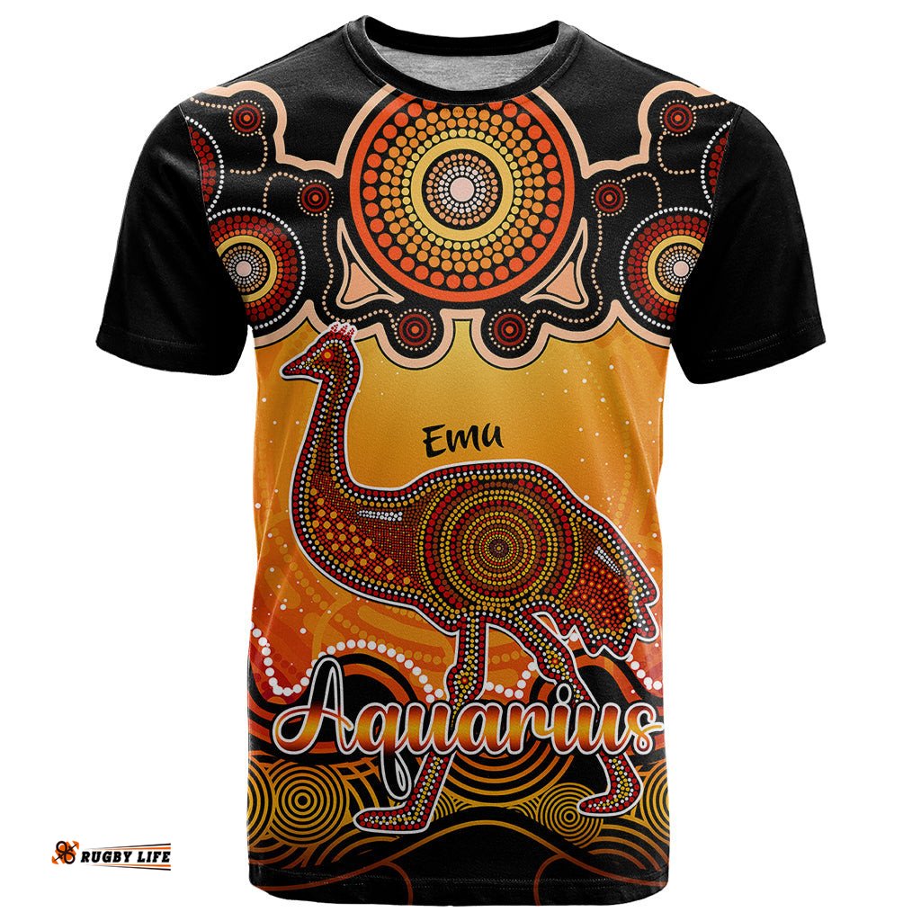 personalised australia aquarius emu zodiac t shirt auz astrology aboriginal red