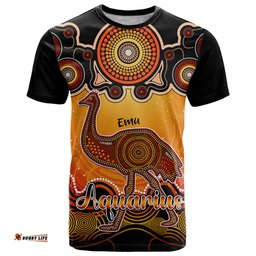 personalised australia aquarius emu zodiac t shirt auz astrology aboriginal red