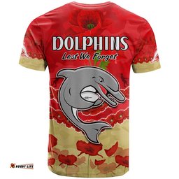 dolphins rugby t shirt anzac day lest we forget