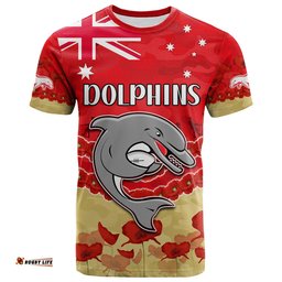 dolphins rugby t shirt anzac day lest we forget