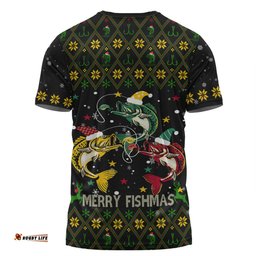 Amazing Aussie Australia Christmas Fishing Custom T-shirt - Merry Fishmas Fishing Ugly Christmas T-shirt