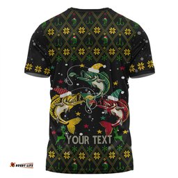 Amazing Aussie Australia Christmas Fishing Custom T-shirt - Merry Fishmas Fishing Ugly Christmas T-shirt