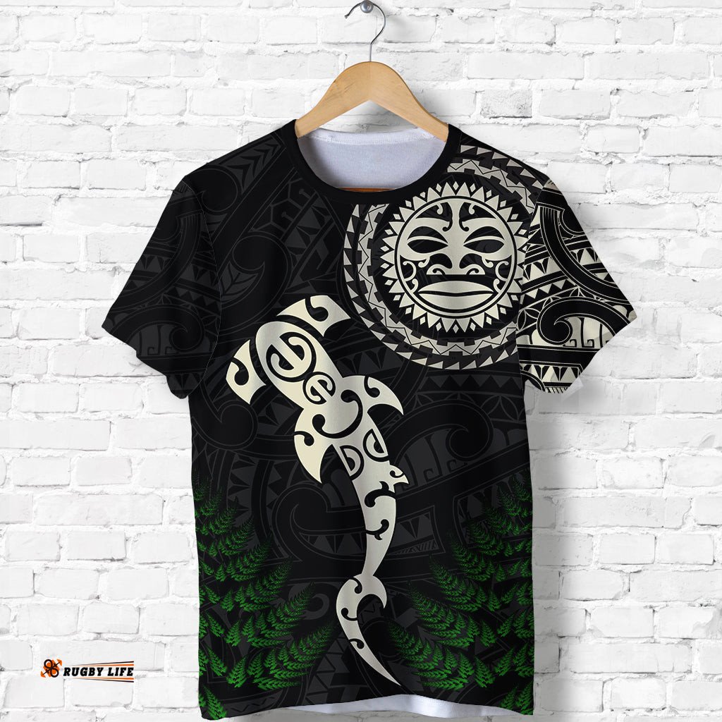 aotearoa fern t shirt maori manaia and fish