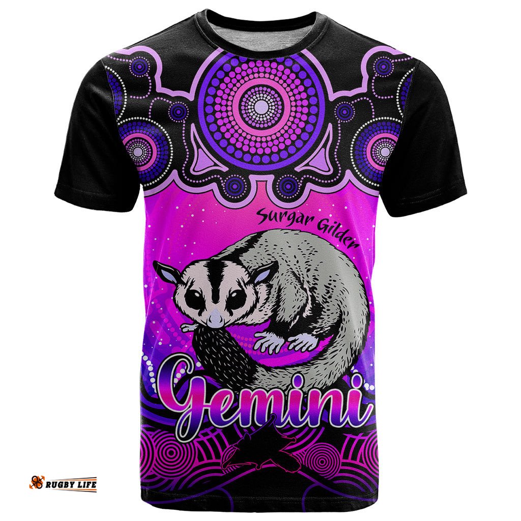 personalised australia gemini sugar gilder zodiac t shirt auz astrology aboriginal magenta