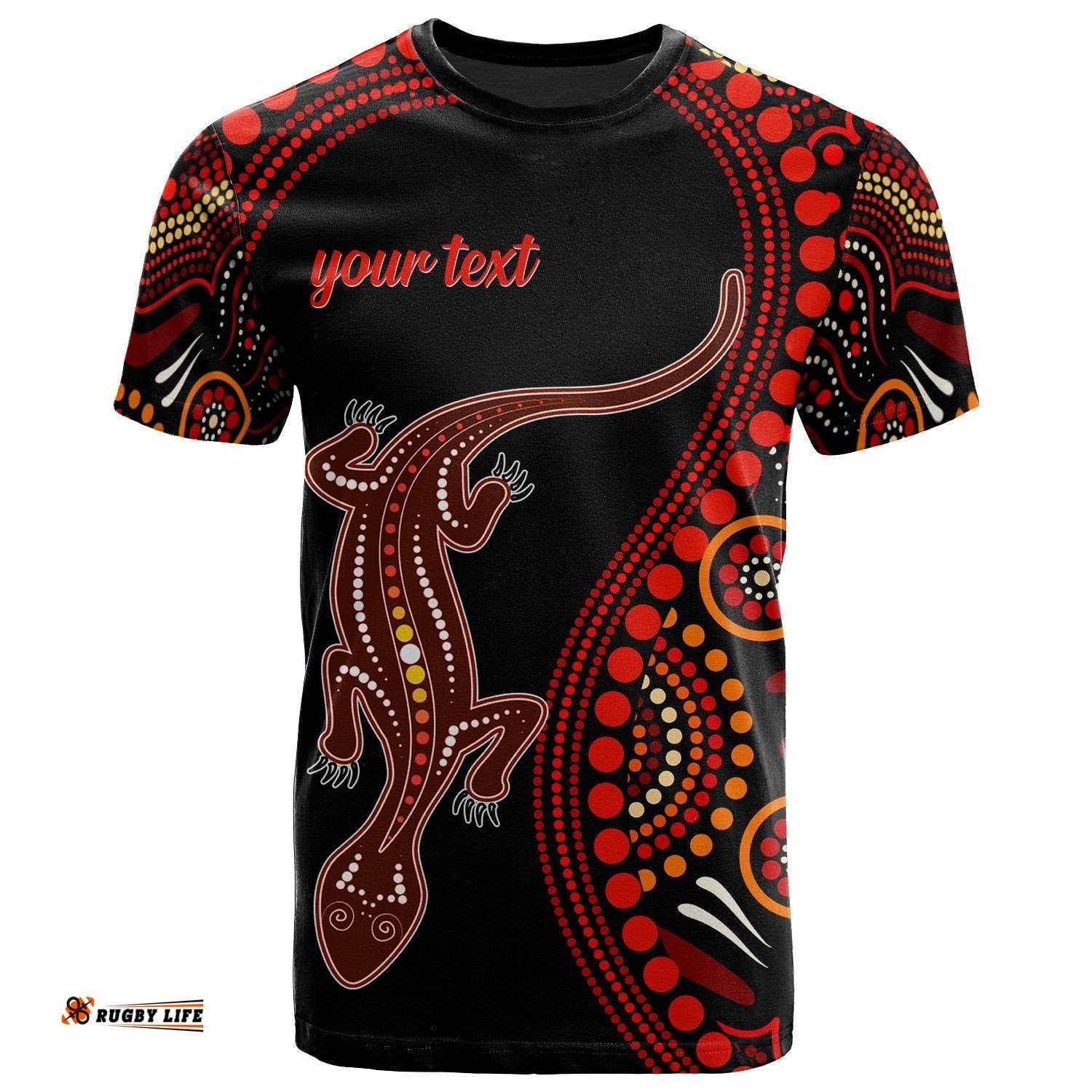 aboriginal personalised t shirts aboriginal lizard with dot painting pattern