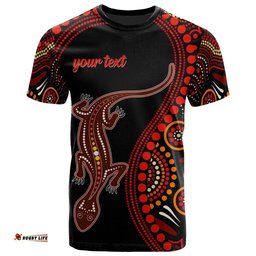 aboriginal personalised t shirts aboriginal lizard with dot painting pattern