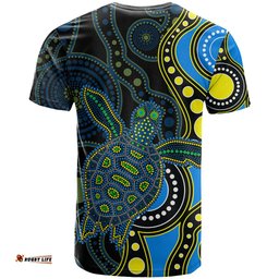 aboriginal turtle t shirt blue style