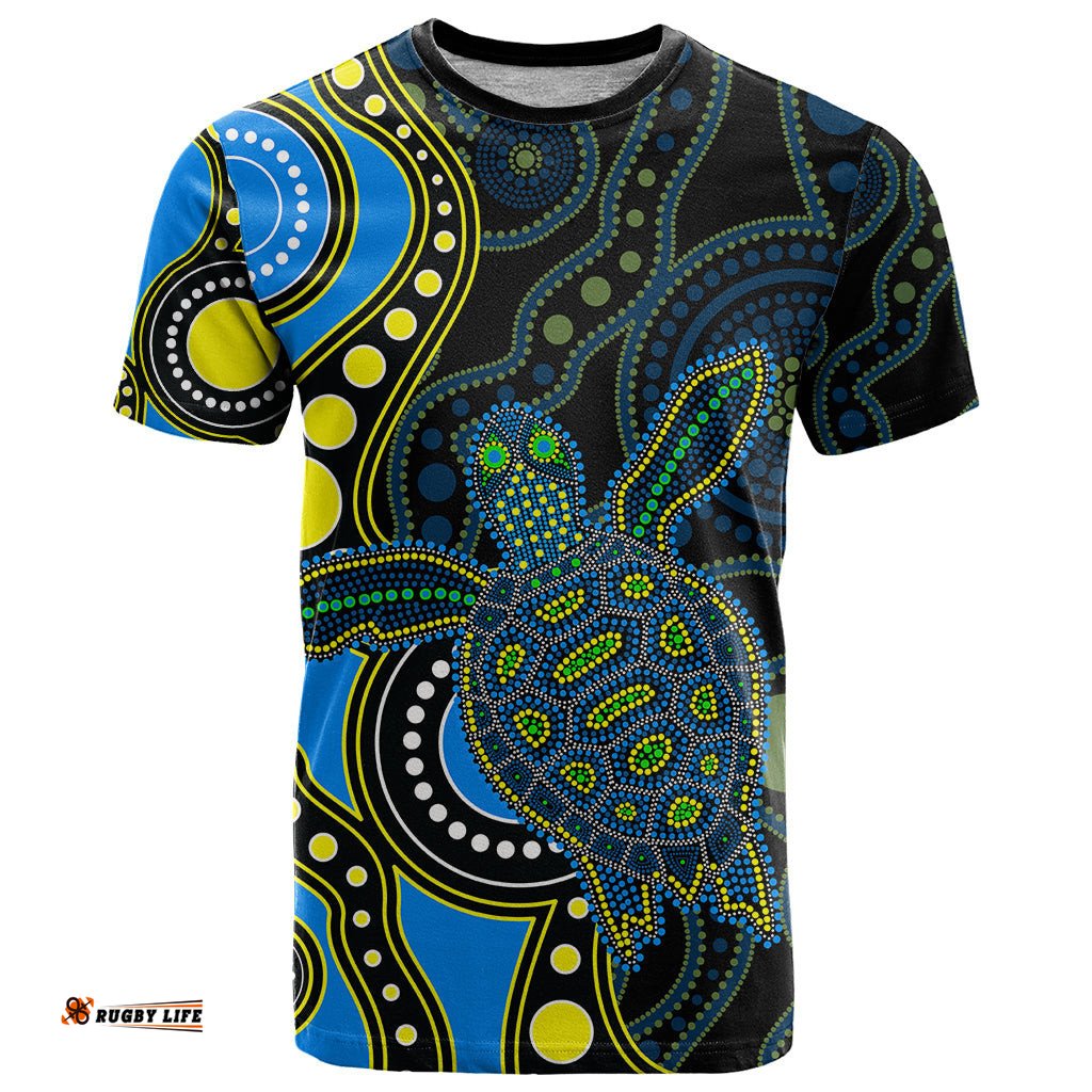 aboriginal turtle t shirt blue style