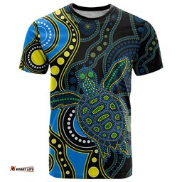 aboriginal turtle t shirt blue style