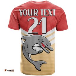 custom text and number redcliffe dolphins rugby t shirt simple style