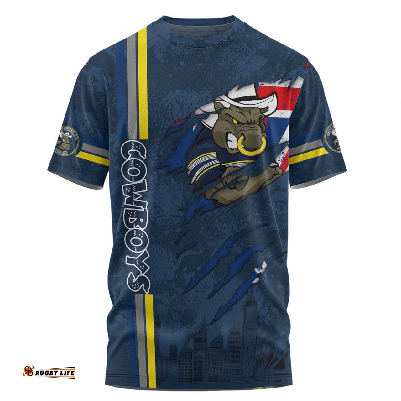 Amazing Aussie North Queensland Cowboys T-Shirt - Happy Australia Day Flag Scratch Style