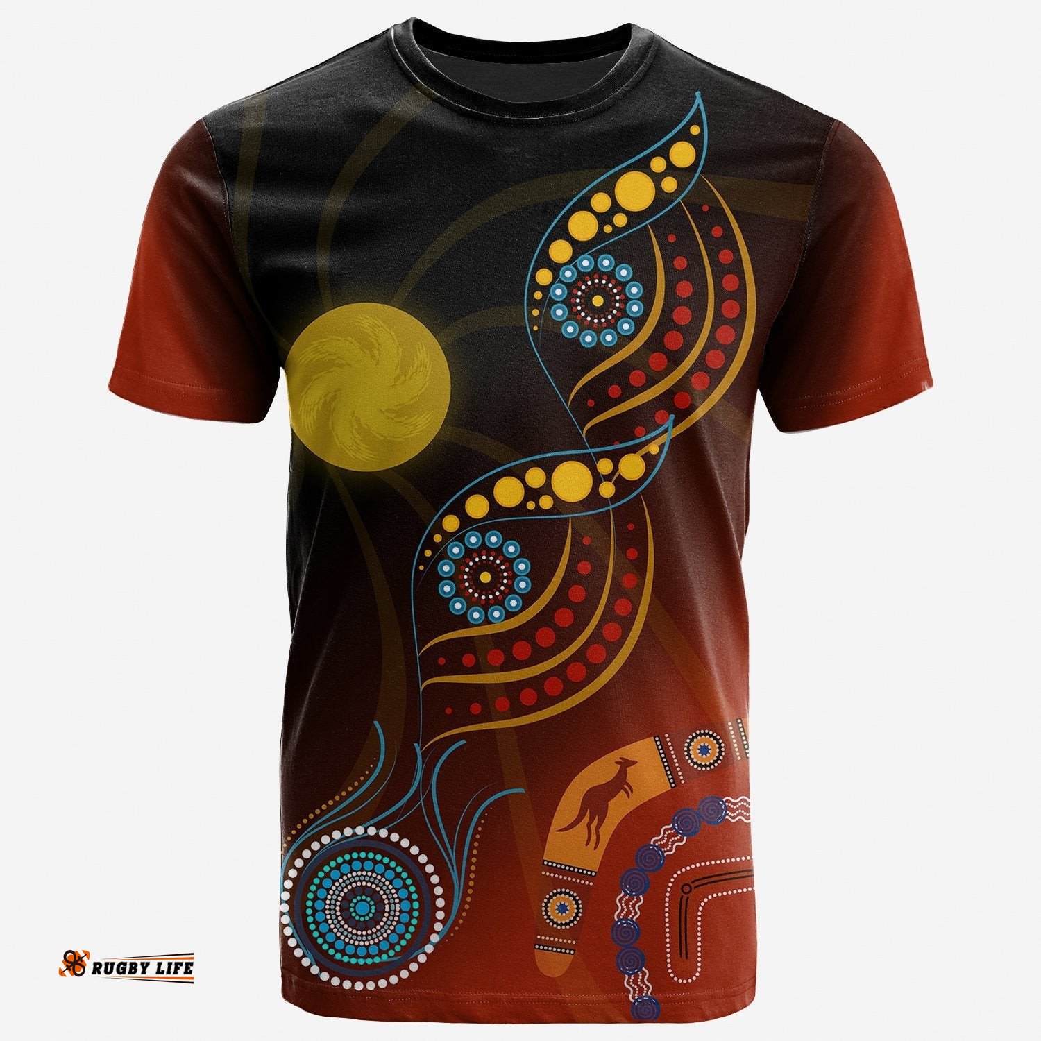 aboriginal t shirt flowers on the land