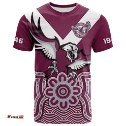custom text and number sea eagles rugby t shirt manly warringah indigenous art