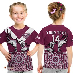 custom text and number sea eagles rugby t shirt manly warringah indigenous art