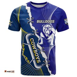 custom personalised bulldogs mix cowboys rugby t shirt sporty style