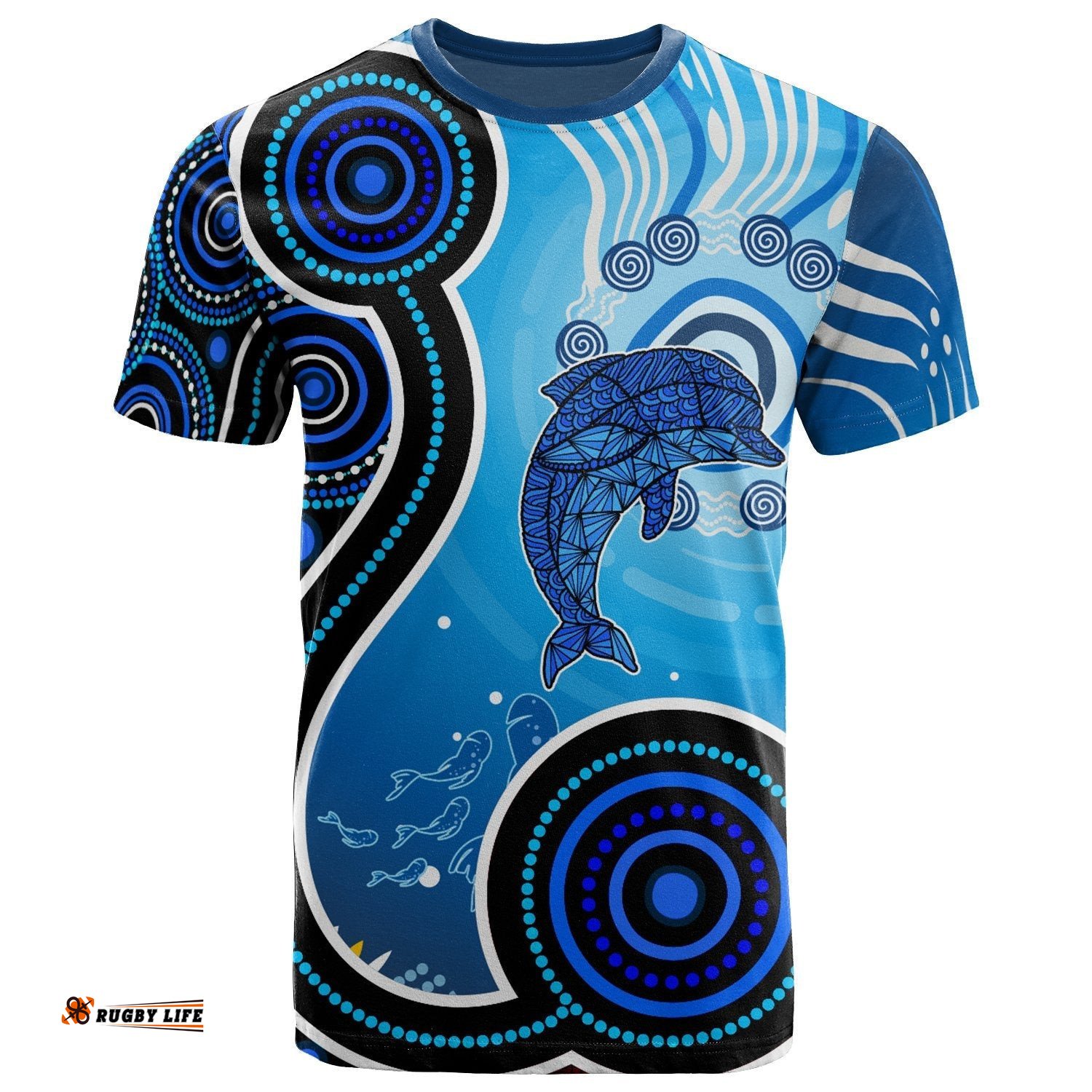 aboriginal t shirt dolphin and aboriginal dot patterns