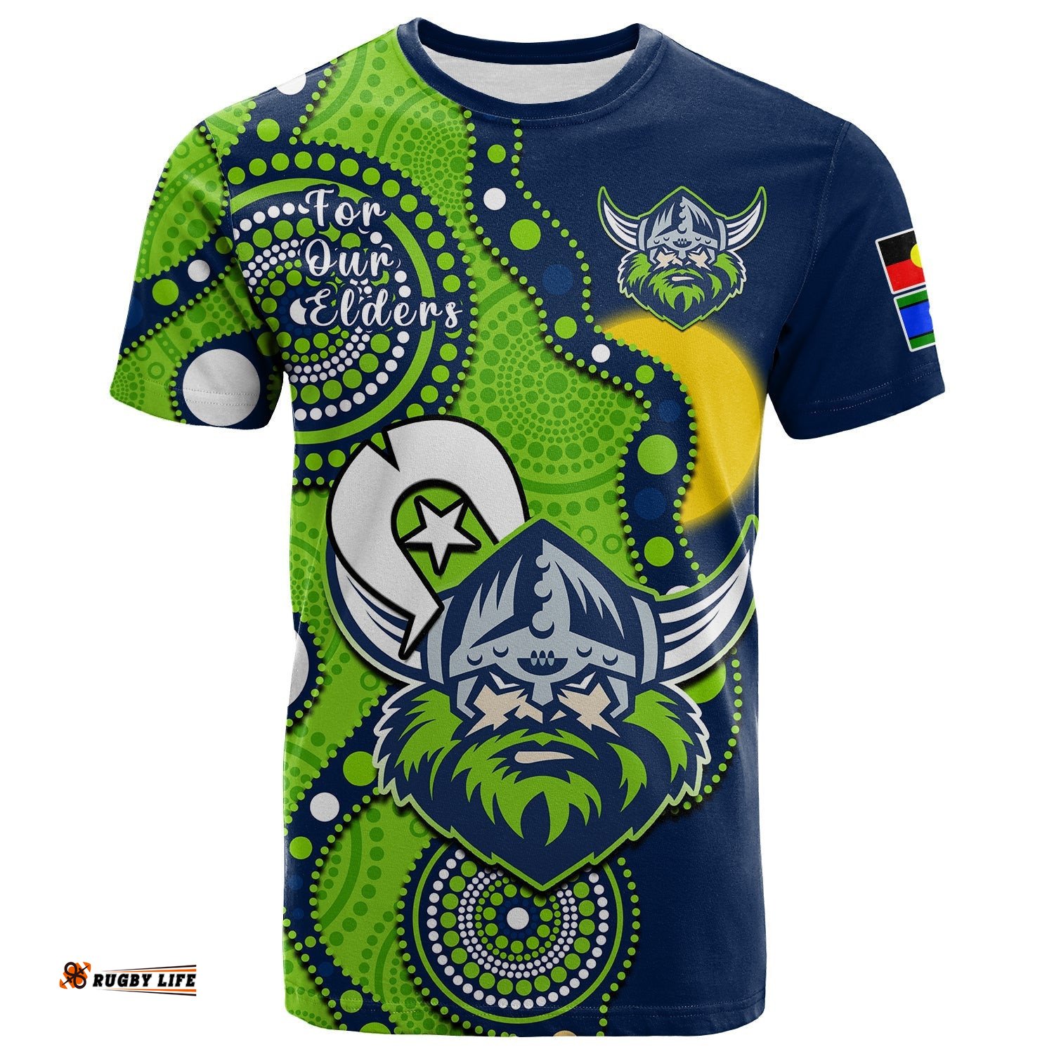 custom text and number raiders rugby naidoc 2023 t shirt canberra for our elders indigenous art