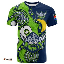 custom text and number raiders rugby naidoc 2023 t shirt canberra for our elders indigenous art