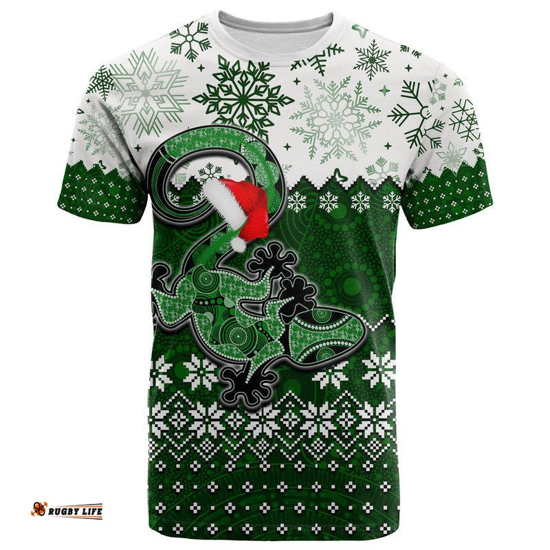aboriginal christmas 2022 lizard t shirt green style