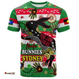 Amazing Aussie South Sydney Rabbitohs Custom T-Shirt - For Our Elders Aboriginal Inspired T-Shirt