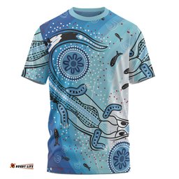 Amazing Aussie Australia Dot Painting Inspired Aboriginal T-shirt - Aboriginal Dot Art With Crocodile T-shirt