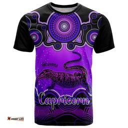 personalised australia capricorn goanna zodiac t shirt auz astrology aboriginal purple