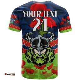 custom text and number raiders rugby anzac t shirt lest we forget