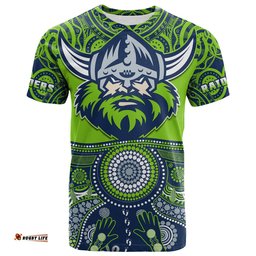 custom text and number raiders rugby t shirt aboriginal pattern