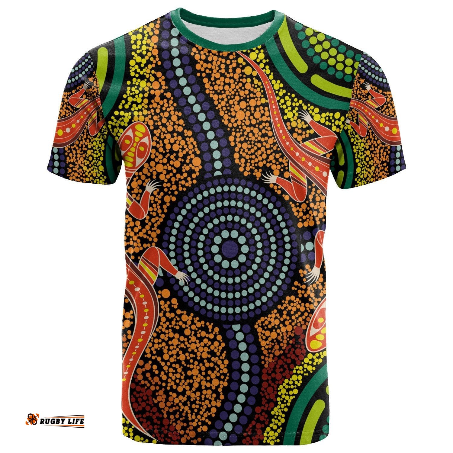 aboriginal t shirt aboriginal two lizards dot painting circle