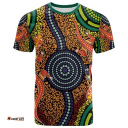 aboriginal t shirt aboriginal two lizards dot painting circle