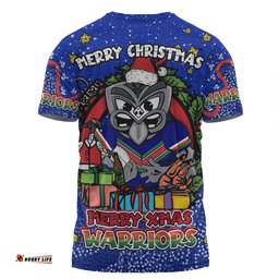 Amazing Aussie New Zealand Warriors Christmas Custom T-shirt - Merry Christmas Our Beloved Team With Aboriginal Dot Art Pattern T-shirt