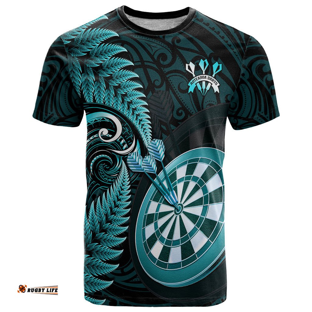 personalised new zealand darts t shirt happiness is a tight threesome maori turquoise