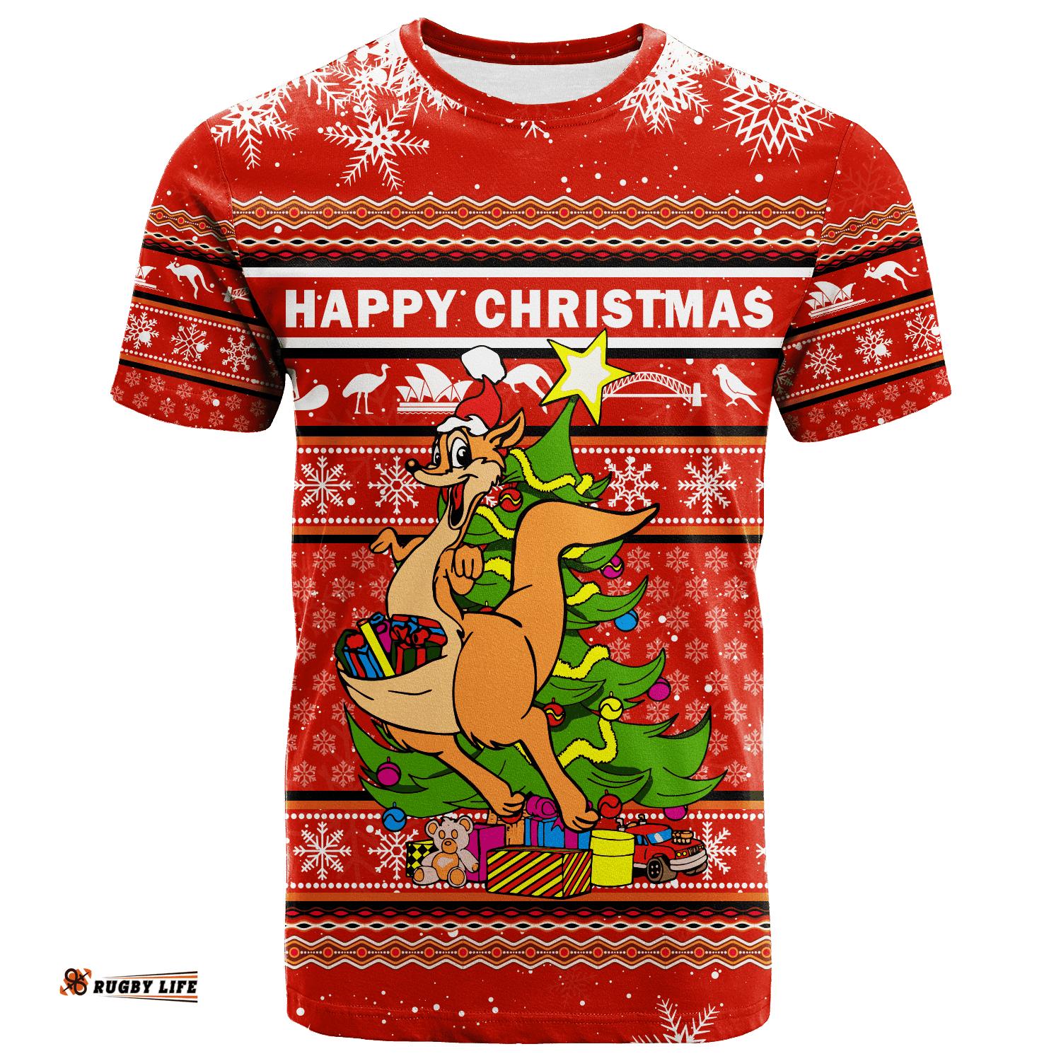 australia christmas kangaroo aboriginal pattern t shirt