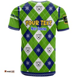 Amazing Aussie Canberra Raiders Christmas T-shirt - Custom Canberra Raiders Xmas Argyle Style T-shirt