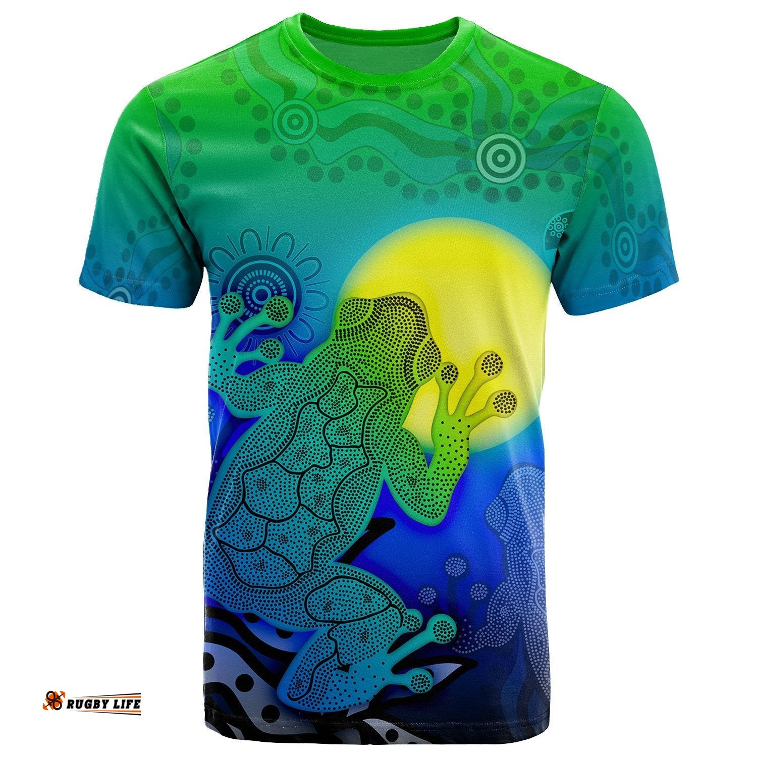 aboriginal t shirts indigenous frog blue