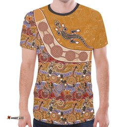 aboriginal t shirt lizard patterns boomerang circle dot painting