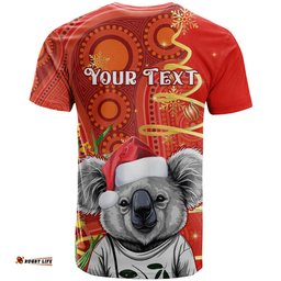 personalised australia koala christmas t shirt aboriginal art with golden wattle