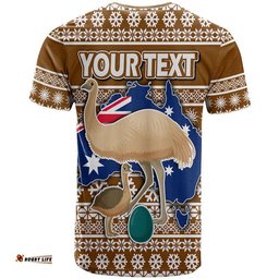 custom personalised australian emu christmas vibe with aboriginal dot painting style t shirt