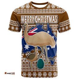 custom personalised australian emu christmas vibe with aboriginal dot painting style t shirt