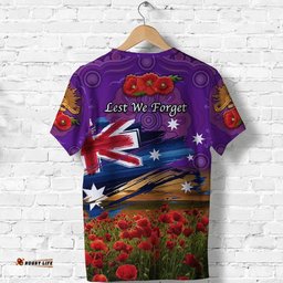 australia aboriginal anzac t shirt poppy vibes purple