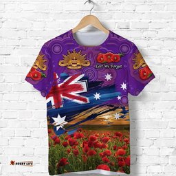 australia aboriginal anzac t shirt poppy vibes purple