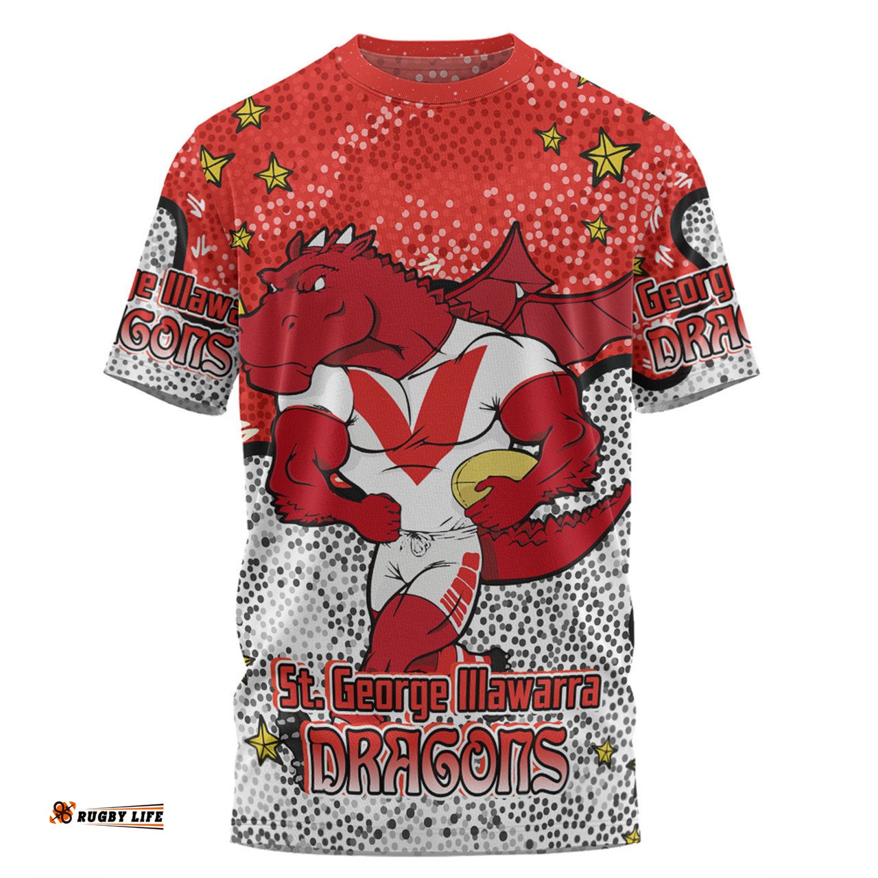 Amazing Aussie St. George Illawarra Dragons Custom T-shirt - Team With Dot And Star Patterns For Tough Fan T-shirt