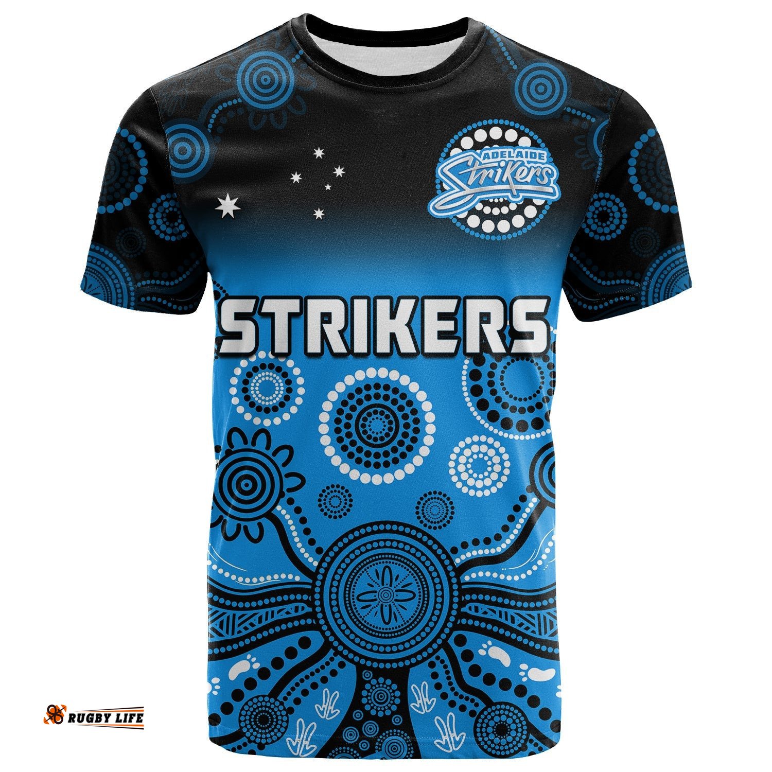 adelaide strikers t shirt gradient aboriginal dot painting