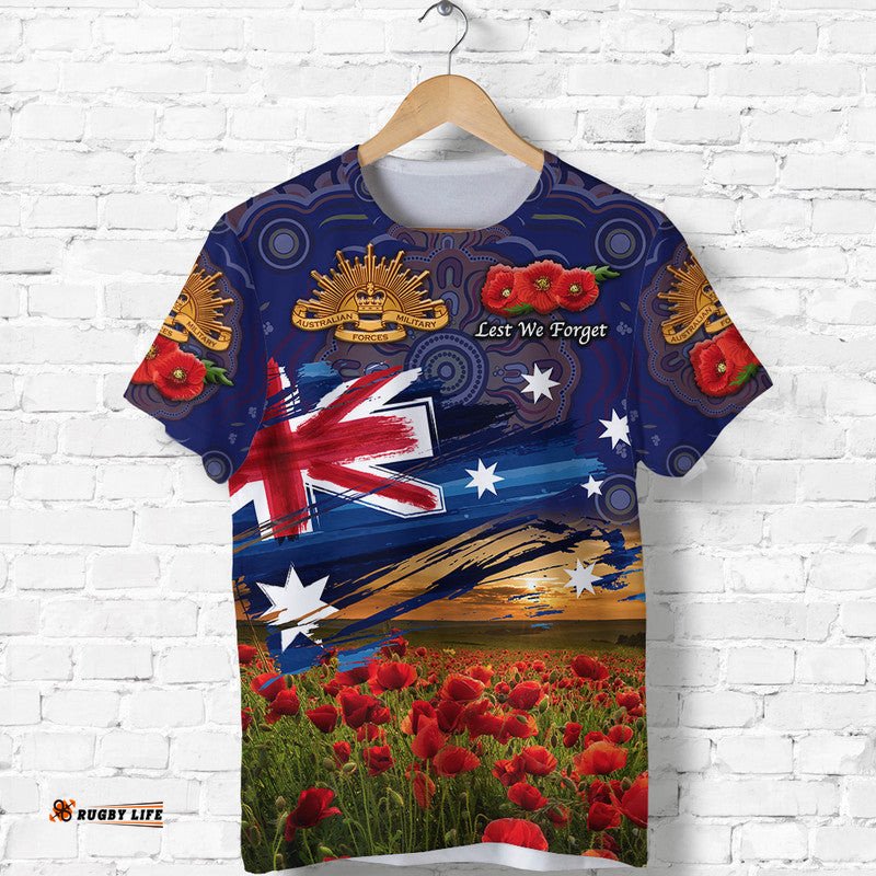 australia aboriginal anzac t shirt poppy vibes navy