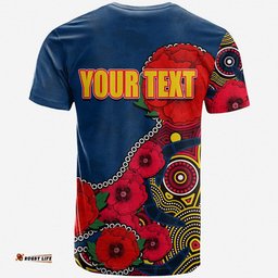 custom personalised anzac day afl crows army mix aboriginal t shirt