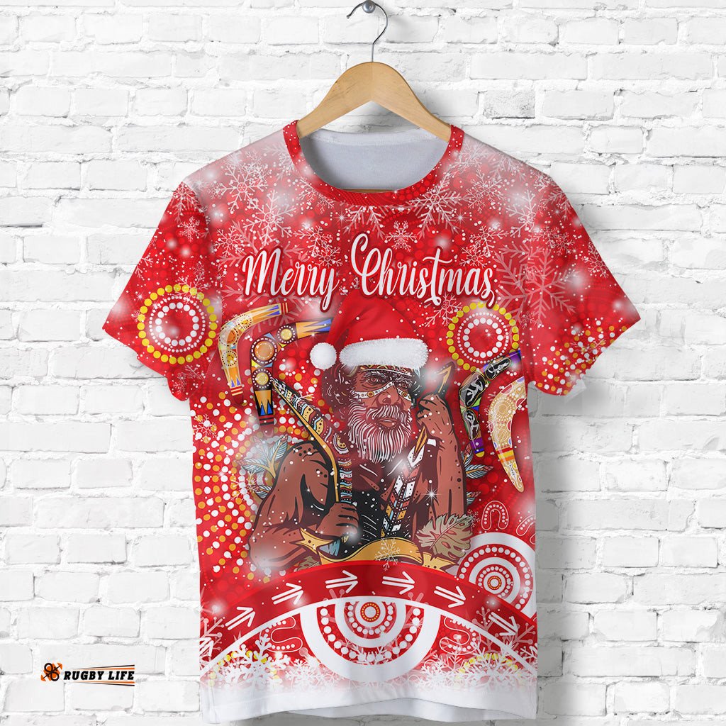 australia boomerang indigenous vibes christmas t shirt original style red