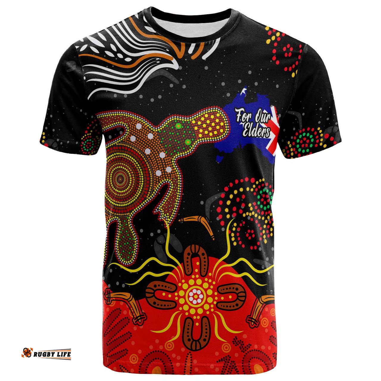 Amazing Aussie Australia Naidoc Week T-shirt - Custom Naidoc with Australia Flag and Aboriginal Inspired Dot Pattern T-shirt
