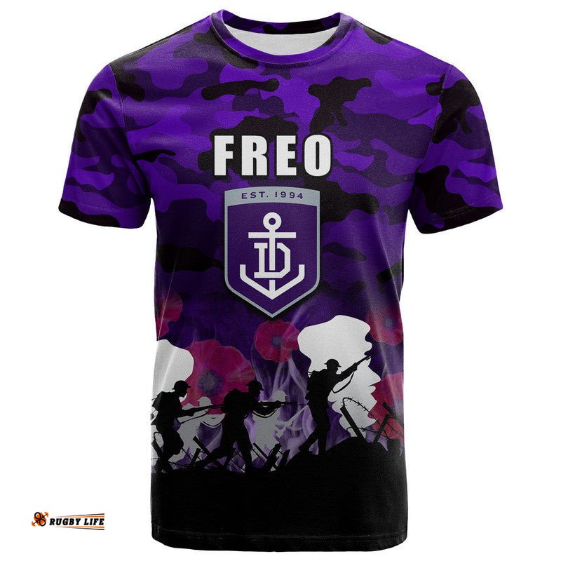 custom personalised afl anzac day t shirt freo army style